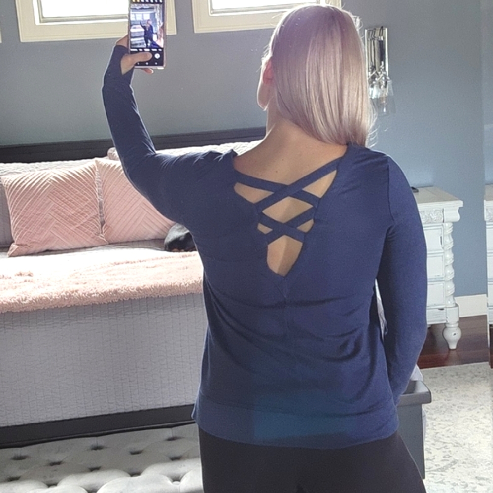 COPY - Old Navy blue open back sweatshirt